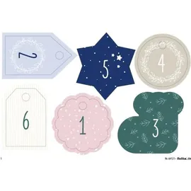 Folia Adventskalender-Set BASIC, Stoffbeutel, 49-teilig, Beutelgröße 10x13cm, mit Motivdruck