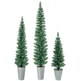 Costway 3er Weihnachtsbaum Künstlich Bleistift 90+120+150cm, Tannenbaum mit Sockel aus Metall,