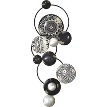 Hofmann Living And More Wanddekoobjekt "Wanddekoration", schwarz, B:91cm H:37cm T:6cm, Metall, HOFMANN LIVING AND MORE, Wanddekoobjekte, Große Wanddeko Kreise in schwarz silber