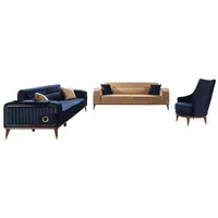 JVmoebel Sofa Luxus Sofagarnitur 3+3+1 Sitzer Set Design Sofa Polster Couchen, Made in Europa blau