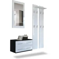 Vladon Garderobe, Weiß Hochglanz, Holzwerkstoff, 170x200x35 cm, Garderobe, Garderoben-Sets