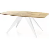 Ausziehbarer Esstisch im Loft-Stil - Industrieller Tisch mit Weißen Metallbeinen - Modernes Design für Wohnzimmer - 180 cm Ausziehbar auf 220 cm ... - Braun