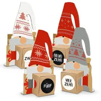 DIY itenga Wichtel Adventskalender zum Befüllen Wichtelbande 24 Wichtelfiguren zum Aufstellen mit Box zum Selberbefüllen + Zahlenaufkleber