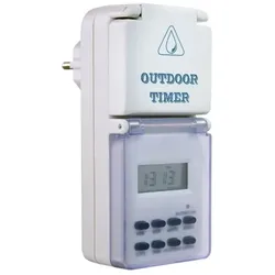Wochen-Zeitschaltuhr IP44 digital, KiSi 8 Programme, Tages + Wochen-Progr. Zufallsprog.