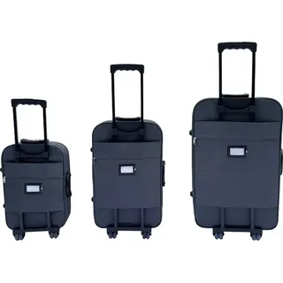 Reisekoffer Stoffkoffer Trolley Gepäck Set 3 tlg. Travel Rollkoffer Hangepäck Dunkelgrau