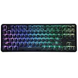 Mechanische Gaming-Tastatur, K870T 87 Tasten Mechanische Tastatur mit Hintergrundbeleuchtung, Bluetooth 1,6 M Kabeebundener Dual-Modus und 18 Bunte -Beleuchtung (Schwarz)