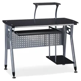 Relaxdays Computertisch Glas, Tastaturauszug & Fach für Rechner, HBT: 98 x 105 x 55 cm, modern, Arbeitszimmer, schwarz
