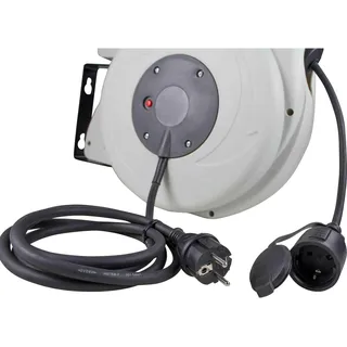 as - Schwabe AS Schwabe 12646 Wandkabeltrommel 10m und 1,5m, Steckerzuleitung