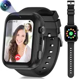 (Schwarz)Kinder-Smartwatch 4G mit GPS und Telefon, Smartwatch Kinder mit WLAN-Videoanruf-Kamera SOS, IP67 Wasserdichte Kinder-Smartwatch mit GP... - Schwarz