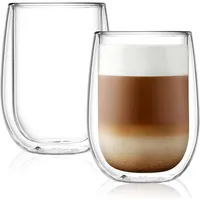 CNGLASS Doppelwandige Thermogläser 290ml/10oz, Isolierte Latte Macchiato Gläser 2er-Set, Thermo Glas kaffeetassen für Kalte und Heiße Getränke