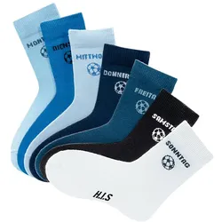 Socken H.I.S, Kinder, Gr. 35-38, bunt (bunt, blau), Baumwollmischung, uni und gemustert, elastisch, Socken Socken, für Kinder mit Fußballmotiv