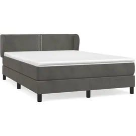 vidaXL Boxspringbett mit Matratze Dunkelgrau 140x200 cm Samt