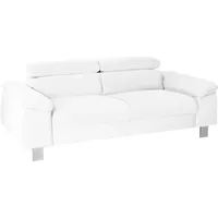 3-Sitzer COTTA "Komaris", weiß, B:193cm, Microfaser PRIMABELLE (100% Polyester), Kunstleder SOFTLUX, Feinstruktur (100% Polyester), Kunstleder SOFTLUX/Struktur (100% Polyester), NaturLEDER, Sofas, inklusive Kopfteilverstellung, moderner chromfarbener Fuß