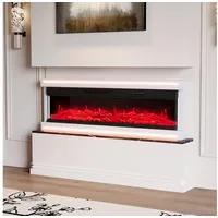 BELUPAI Elektrokamin Elektro-Wandkamin, 3D-Flammeneffekt mit LED-Lichtleiste, 750w/1500w zuschaltbar, 60 Zoll Hochglanz-Wandschrank 161 cm x 51 cm x 17 cm