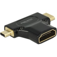 Delock HDMI-A/HDMI Mini-C+ Micro-D, F/M+M Mini-HDMI + Micro-HDMI Schwarz
