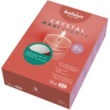 bolsius – Maxi XL Teelichter Clear Cup Transparente Hülle Weiß Brenndauer 8 Stunden - 12 Stück im Karton mit Pflanzliches Wachs, 8h box 12