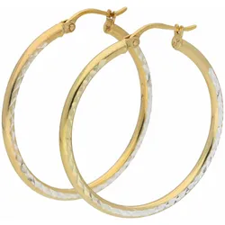Paar Creolen FIRETTI "Schmuck Geschenk Silber 925 diamantiert Bicolor Optik", silber (gelbgoldfarben, silberfarben), Ohrringe, Damen, Silber 925 (Sterlingsilber)