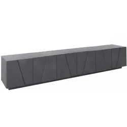 Dmora Fernsehschrank Lucas, Niedriges Sideboard für Wohnzimmer, Sockel für TV-Möbel, 100 % Made in Italy, cm 244x44h46, Schiefer