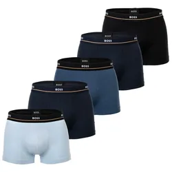 BOSS Herren Boxershorts, 5er Pack - Essentials Trunks, Logo, Baumwollmischung Schwarz/Blau S