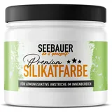 SEEBAUER diy Silikatfarbe Weiß 300ml für Innen (No. 000 Weiß) Atmungsaktive Mineralfarbe für Allergiker - Abwaschbare Wandfarbe - Farbtöne hohe Deckkraft