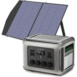 R2500 Solargenerator 2016Wh mit 100W Solarpanel, 4 x 2500W ac Ausgänge (4000W Spitze), Tragbare Powerstation mit Solarpanel für Stromausfall,