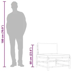 Garten-Mittelsofa mit Kissen Bambus| vidaXL : Farbe - Dunkelgrau
