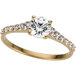 Goldring FIRETTI "Schmuck Geschenk Gold 333 Damenring Goldring" Gr. 18, gold (gelbgoldfarben, kristallweiß, kristallweiß), Fingerringe, Damen, 18, Gelbgold 333, mit Zirkonia (synth.)