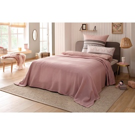 my home Tagesdecke Mira, my home, leichte Tagesdecke aus 100% Baumwolle, uni Überwurf, ohne Füllung rosa 250 cm x 280 cm