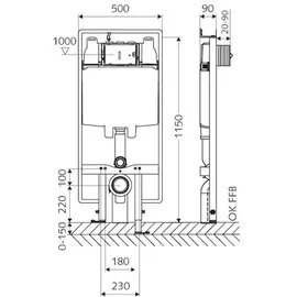 Schell Montus WC-Modul C 90 mit UP-Spülkasten 80 mm