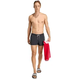 adidas Logo Stretchy Knit 3 Inch Swimwear, Black/White, S