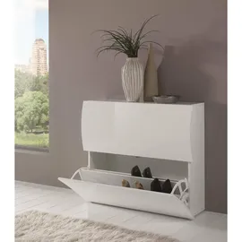 Dmora Schuhschrank 101 x 82 x 27 cm glänzend weiß