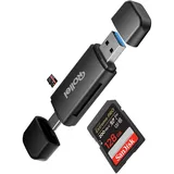 Rollei 2 in 1 Kartenlesegerät SD Kartenleser & microSD Card Reader USB 3.0 & USB C Dual Stecker OTG Karten Leser für iPhone 17/16/15 Serie Android Mac PC, SD-Kartenleser-Card-Reader-Kartenlesegerät