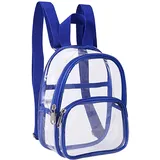 Durchsichtiger Mini-Rucksack mit Stadionzulassung, wasserdichter transparenter Rucksack für Arbeit, Sicherheitsreisen, Konzert- and Sportveranstaltungen (Blue, One Size)