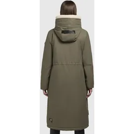 khujo Damen Wintermantel warmer Parka mit weichem Teddyfleece an der Kapuze, Taillenzugband und magnetischer Abdeckleiste Agneta-YM Light Moss Green Gr. S - S