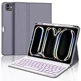 IVEOPPE Tastatur für iPad pro 13" 2024 (M4), Hülle mit Tastatur für iPad Pro 7. Generation, Magnetisch 7-Farbige Beleuchtung Bluetooth QWERTZ Tastatur für iPad Pro 7 Gen(M4) 13 Zoll 2024, Lila