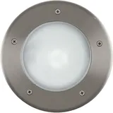 EGLO Bodeneinbauleuchte Edelstahl Kunststoff HxØ 28,5x17 cm 1-flammig IP67 weiß