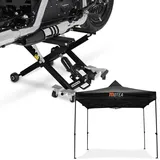 Set: Motorrad Hebebühne Midlift XL bis 500kg sw ConStands mit Rennzelt 3x3m faltbar MOTEA sw