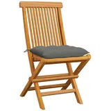 vidaXL Gartenstühle mit Grauen Kissen 6 Stk. Massivholz Teak