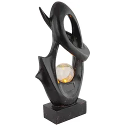 LED Solarleuchte, schwarz, Glas Crackle Design H 45 cm