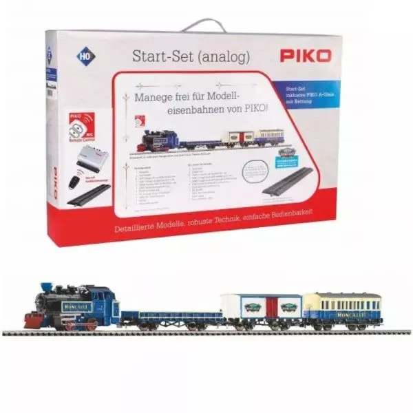 Piko 57142 Roncalli Zirkus-Startset, Dampflok mit Personen- und Güterwagen, Bettungsgleis, RC-Steuerung