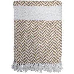 Chic Antique Plaid mit Muster aus Überschussmaterial, L170/B130 cm, karamel