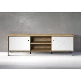 trendteam Touch Lowboard 183 x 56 x 40 cm Weiß/Eiche Holz