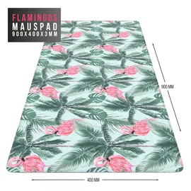 CSL Gaming Mauspad, XXL, 900 x 400 x 3 mm, Schreibtischunterlage, extralarge, waschbar, Flamingos