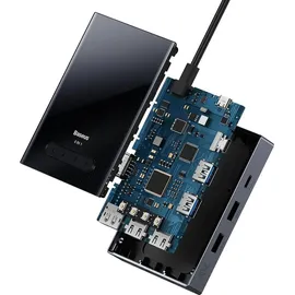 Baseus USB-C Hub 8-in-1 HDMI 4K@60Hz + HDMI 4K@30Hz + DisplayPort 8K@30Hz + VGA + 2 x USB-A 3.0 + 2 x USB-C 0 m Grau/Schwarz