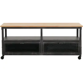 Mendler HWC-N28 Lowboard 55x130x36cm Schwarz/Natur Holz