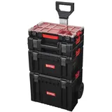 QBRICK - Werkzeugtrolley mit 3 x Werkzeugkasten Leer - Werkstattwagen Leer, Werkzeugbox mit Organizer, Stapelbar - 3er-Set - Qbrick System PRO SET 3 - PRO TOOLBOX, PRO TOOLCASE & PRO ORGANIZER 100