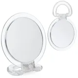 Relaxdays 2er Set Spiegel mit Klappgriff transparent