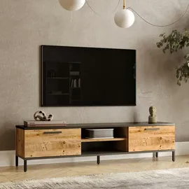 [en.casa] Lempäälä TV-Lowboard 160 x 35 x 39 cm Eiche rustikal/Anthrazit Metall/Spanplatte