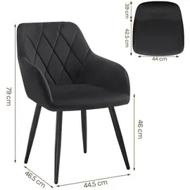 Woltu Esszimmerstuhl gepolstert schwarz 6er Set