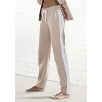 Bench. Loungewear Loungehose mit Seitenstreifen und geradem Bein, Loungeanzug beige